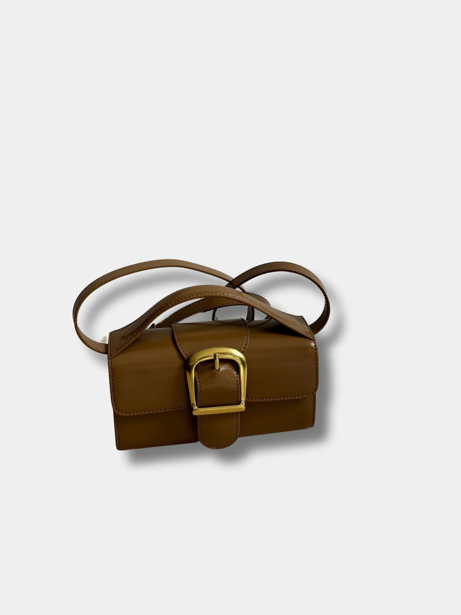 Rylan Smooth Leather Mini Satchel in Camel