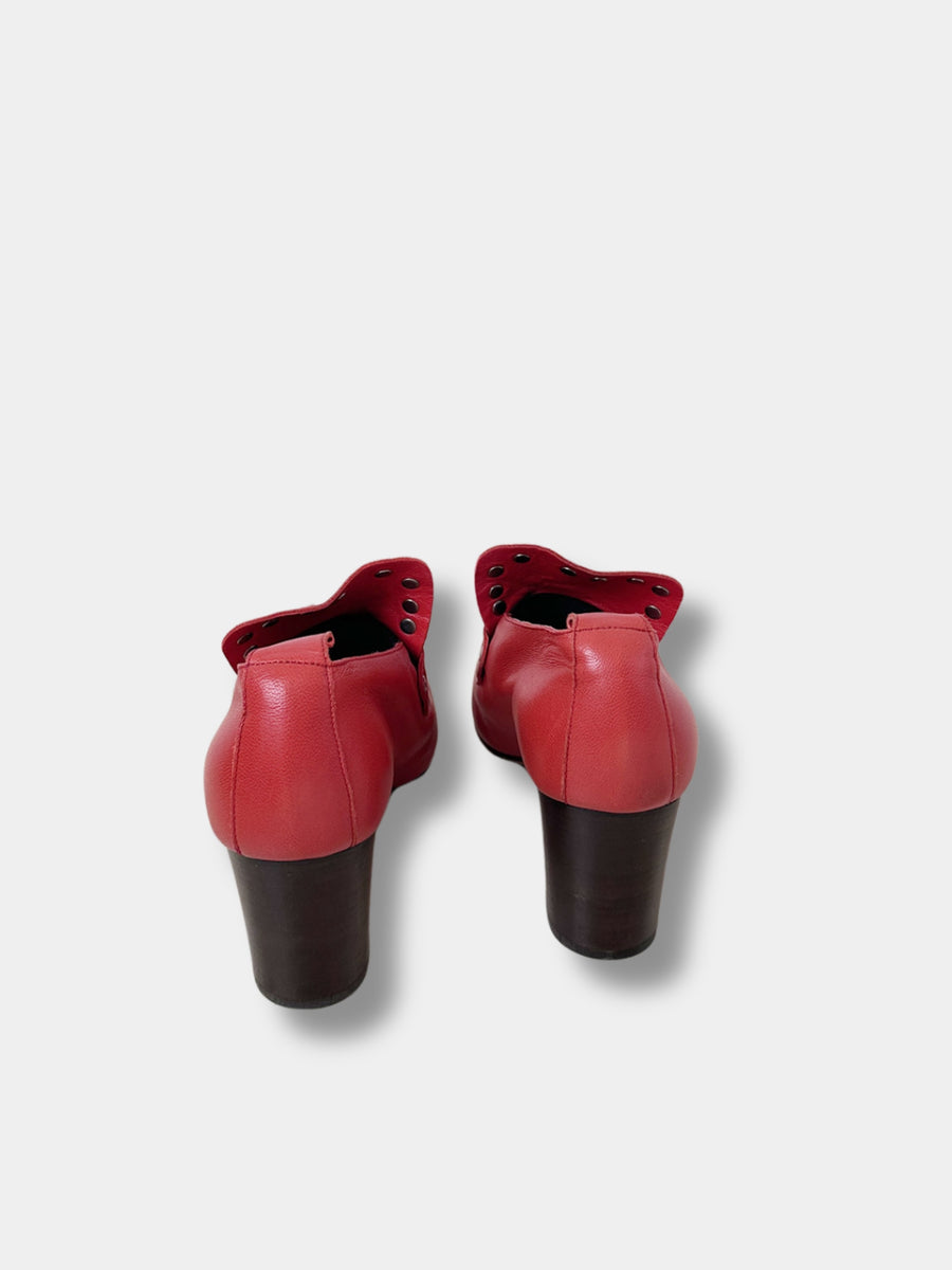 Celine by Phoebe Philo Red Moccasin Pumps