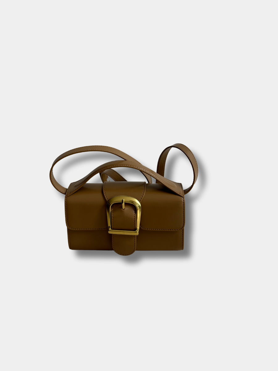 Rylan Smooth Leather Mini Satchel in Camel