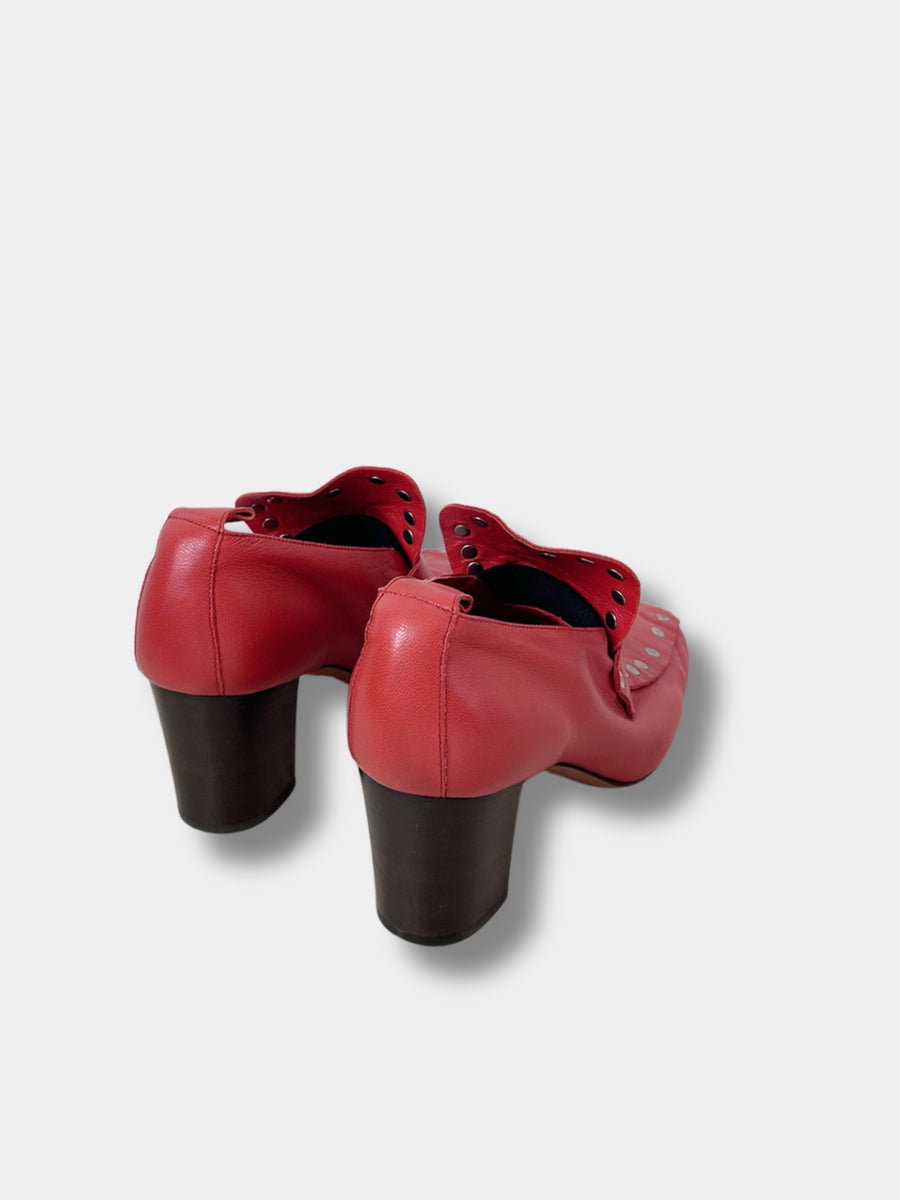 Celine by Phoebe Philo Red Moccasin Pumps