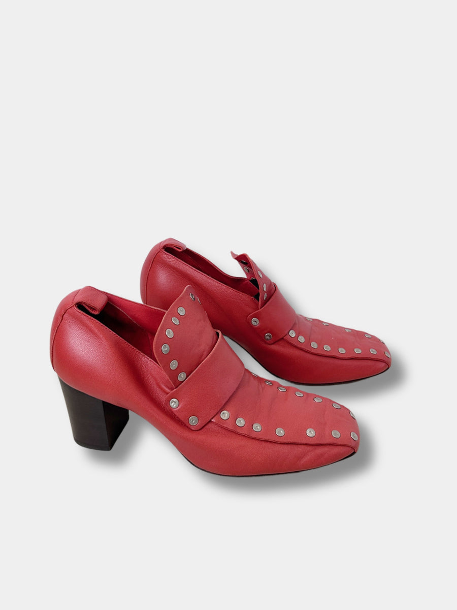 Celine by Phoebe Philo Red Moccasin Pumps