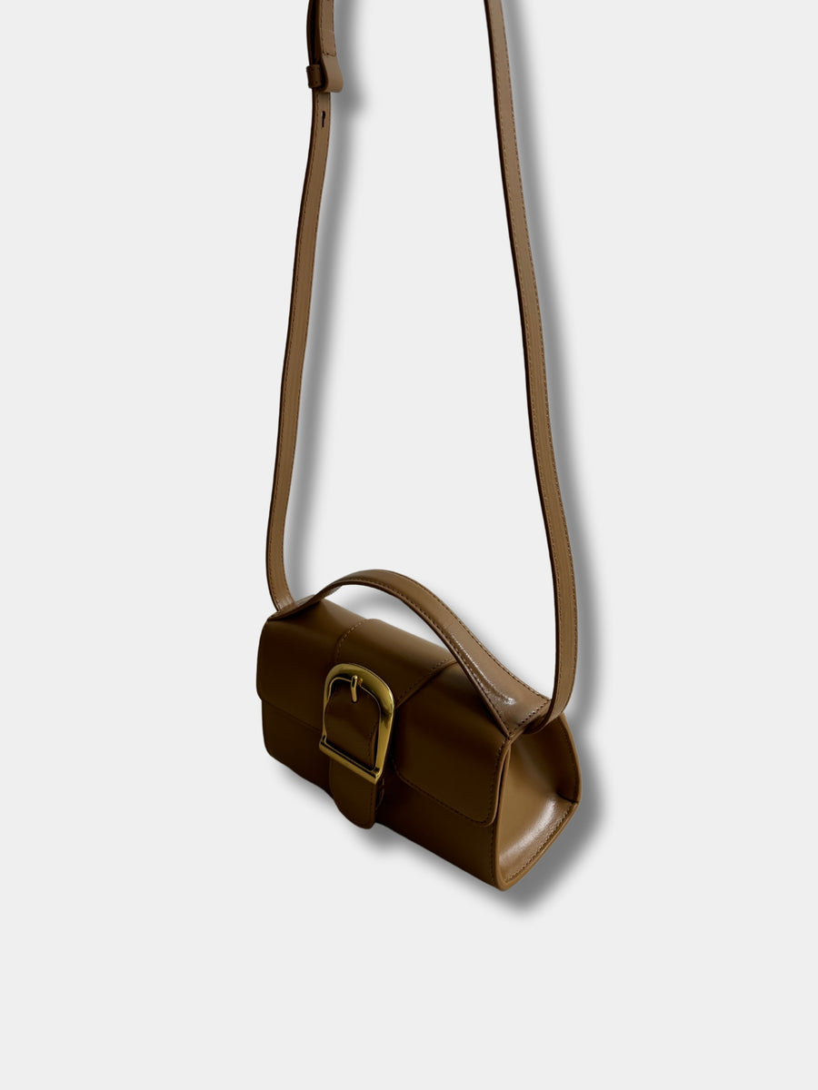 Rylan Smooth Leather Mini Satchel in Camel