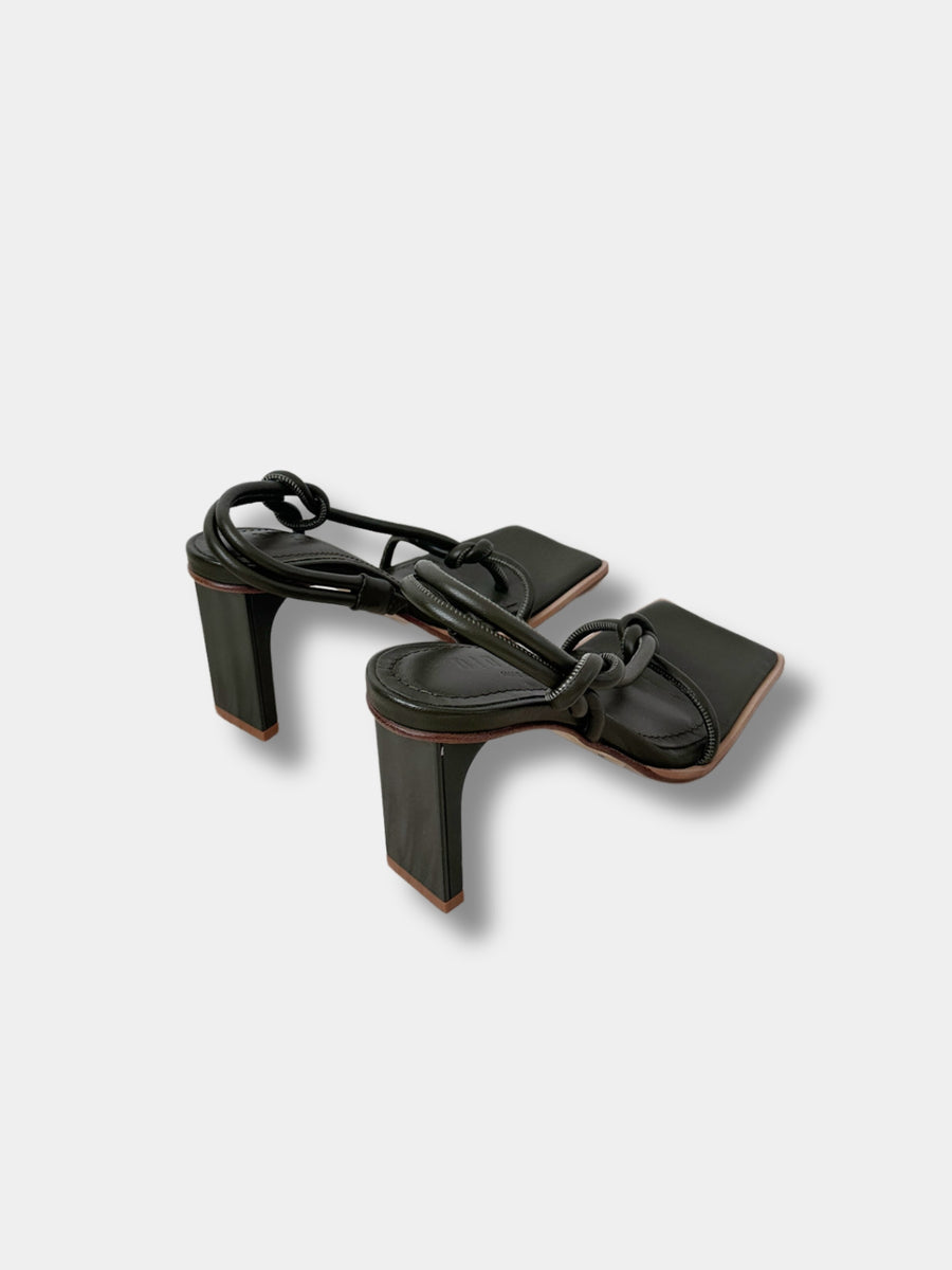 Dion Lee Knot High Heel in Deep Olive