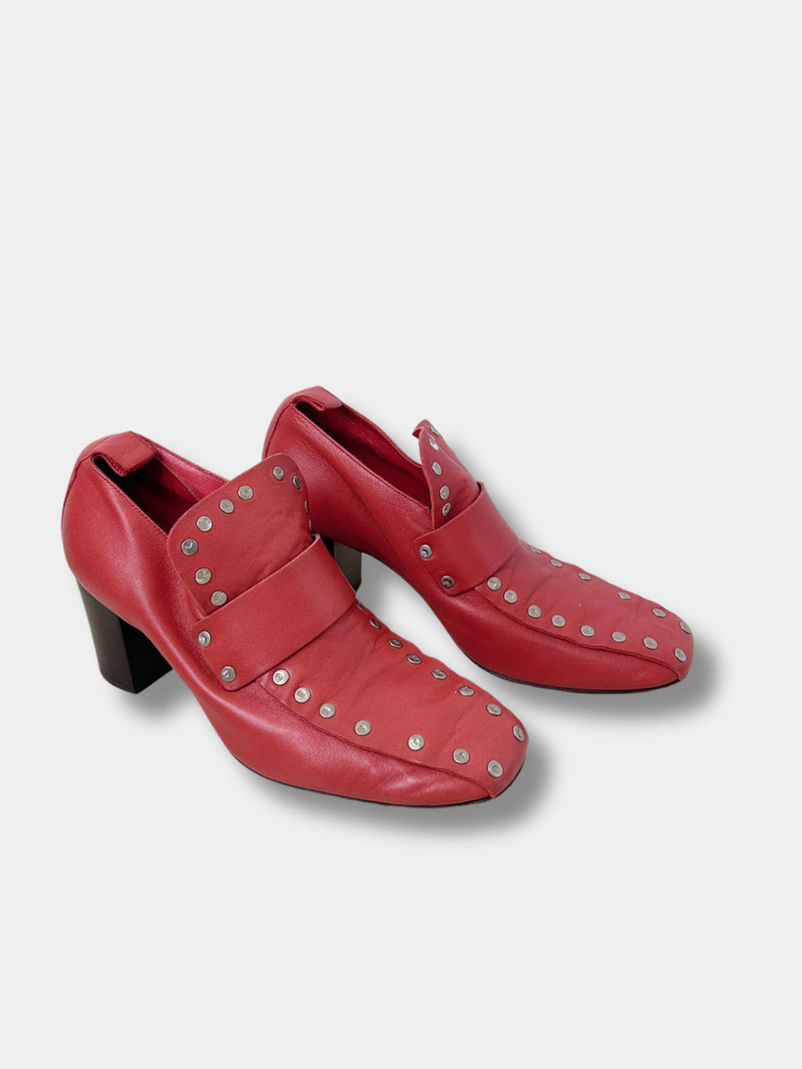 Celine by Phoebe Philo Red Moccasin Pumps