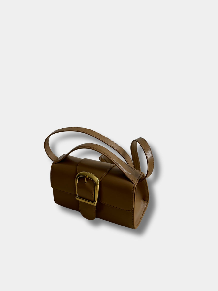 Rylan Smooth Leather Mini Satchel in Camel