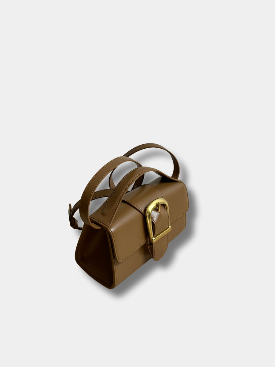 Rylan Smooth Leather Mini Satchel in Camel