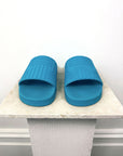 Bottega Veneta Blue Rubber Slides