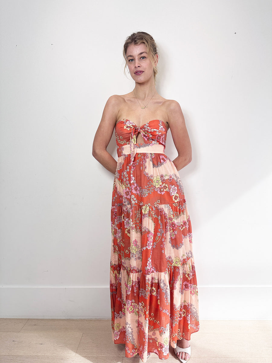 Zimmermann Lola Tie Front Midi Dress