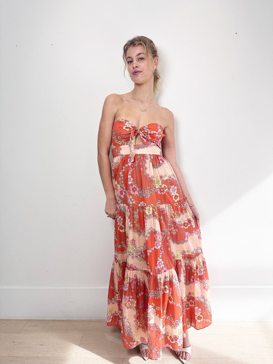 Zimmermann Lola Tie Front Midi Dress