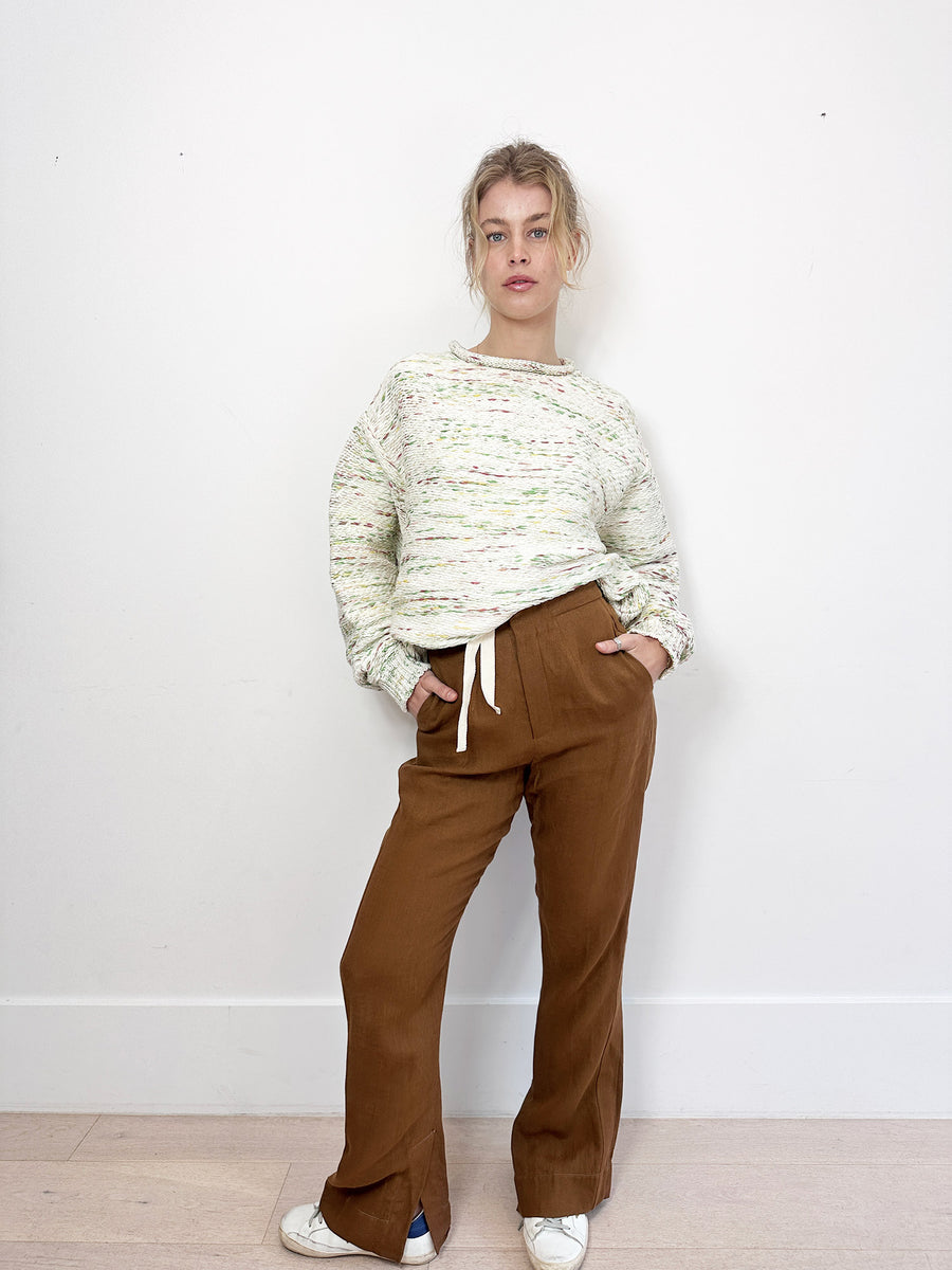 Bassike Slubbed Linen Split Hem Pant