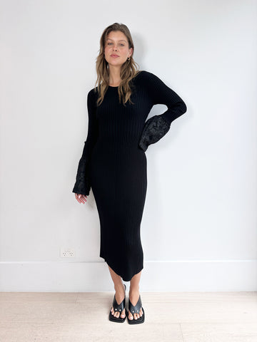 Aje Flute Knit Midi Dress