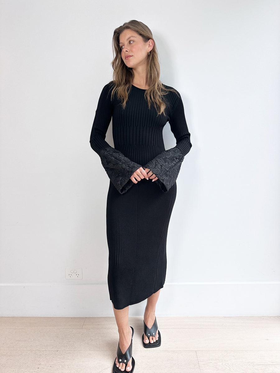 Aje Flute Knit Midi Dress