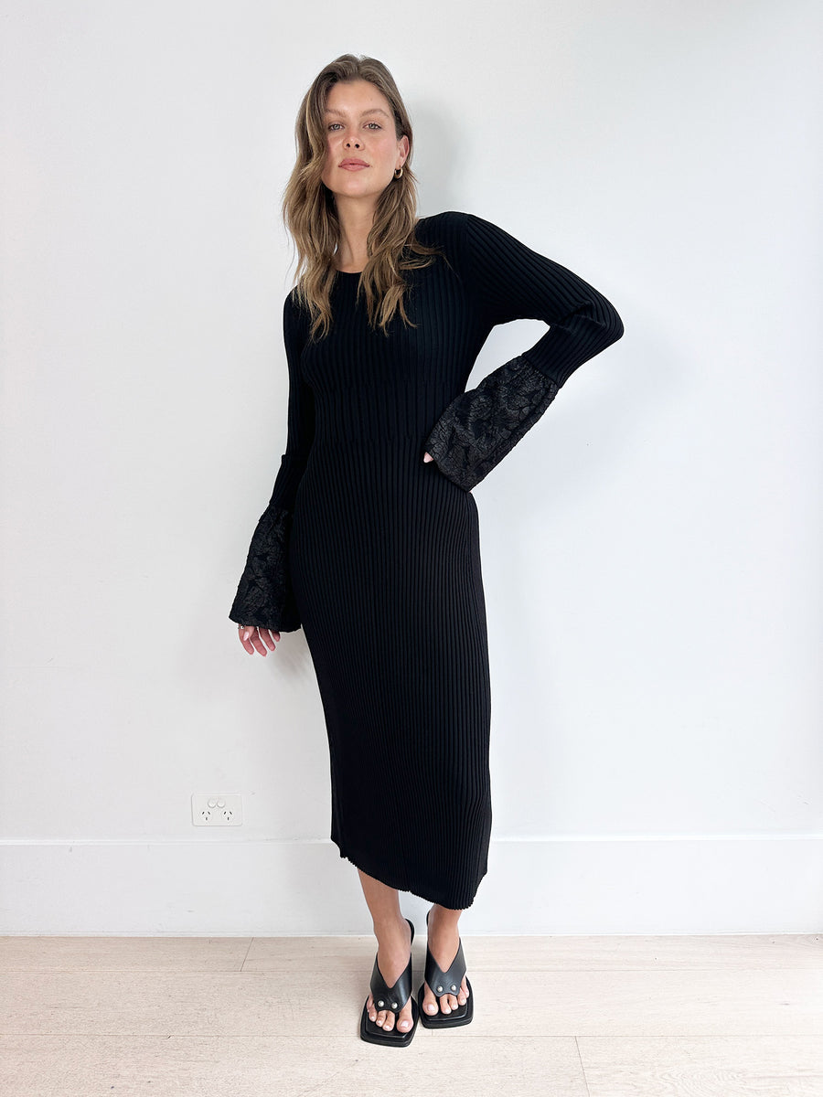 Aje Flute Knit Midi Dress