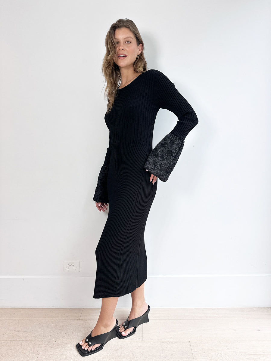 Aje Flute Knit Midi Dress