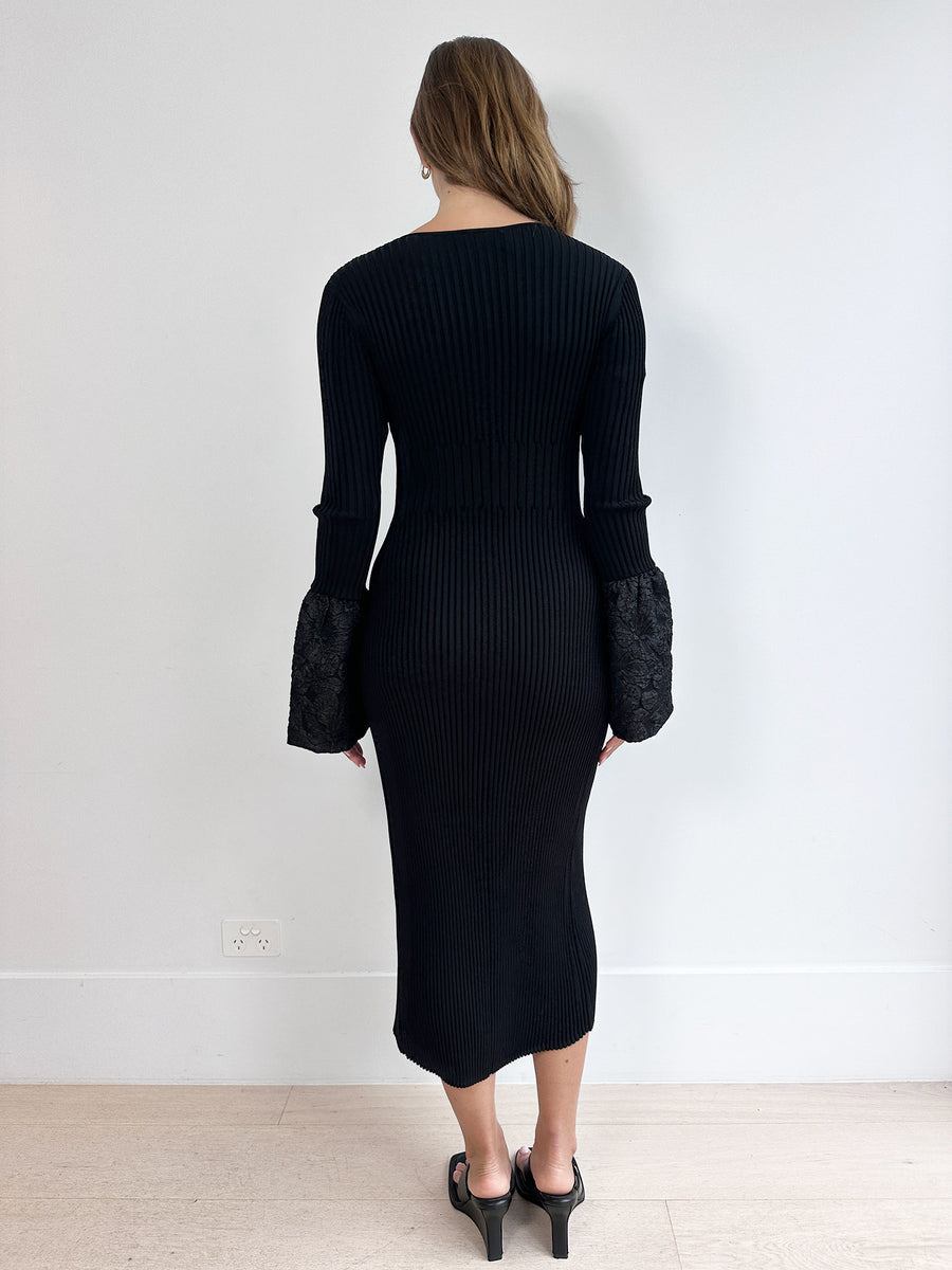 Aje Flute Knit Midi Dress