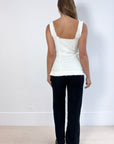 Marle Ivory Frayed Top