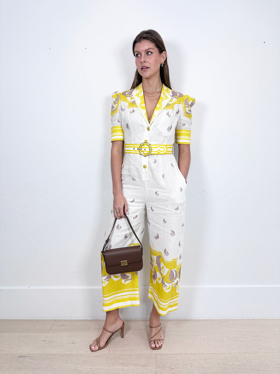 Zimmermann High Tide Belted Jumpsuit