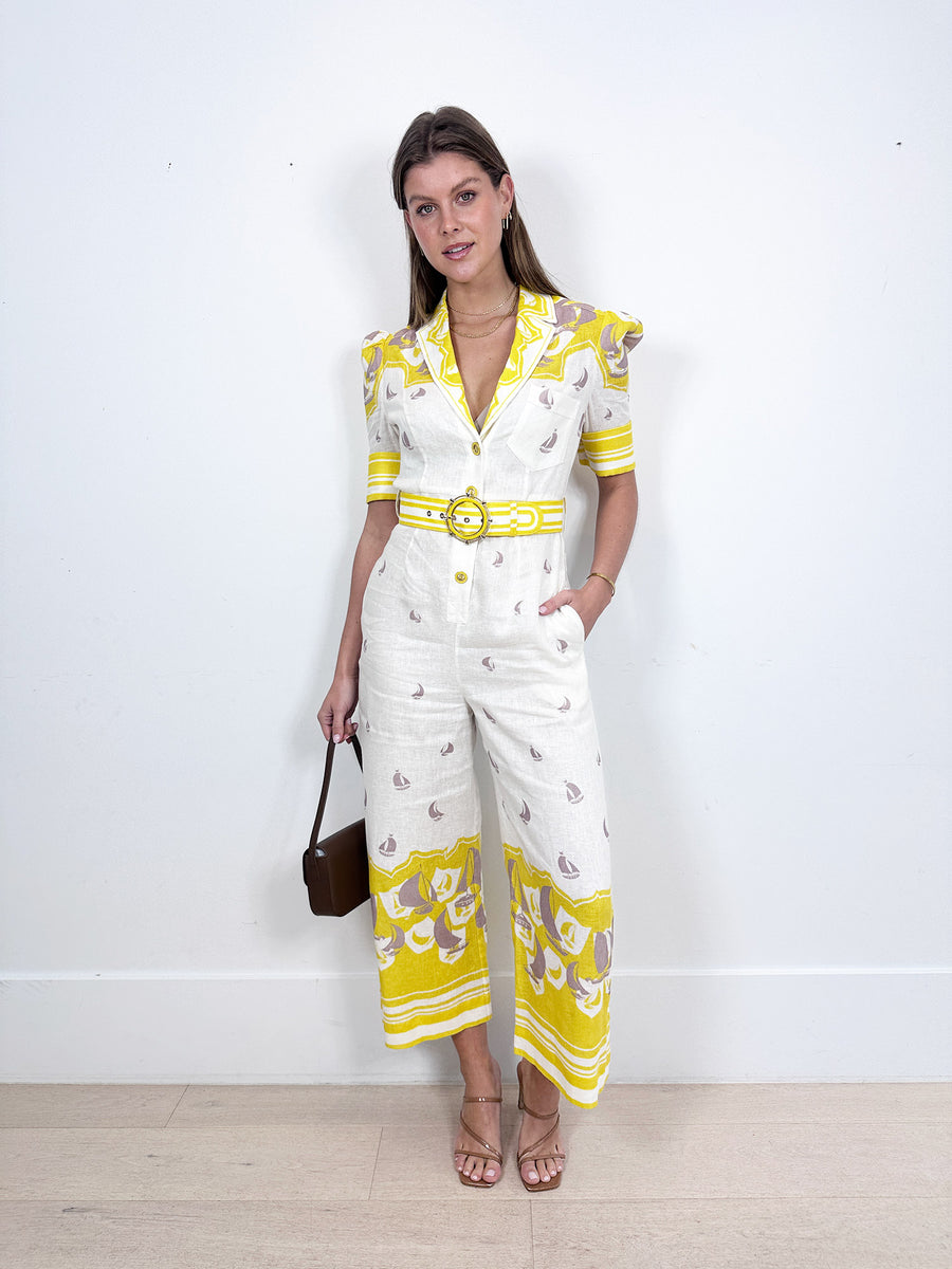 Zimmermann High Tide Belted Jumpsuit