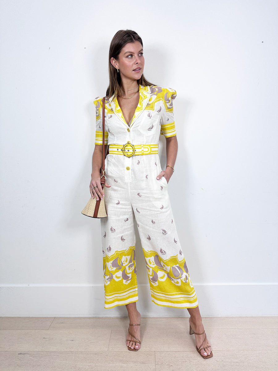 Zimmermann High Tide Belted Jumpsuit