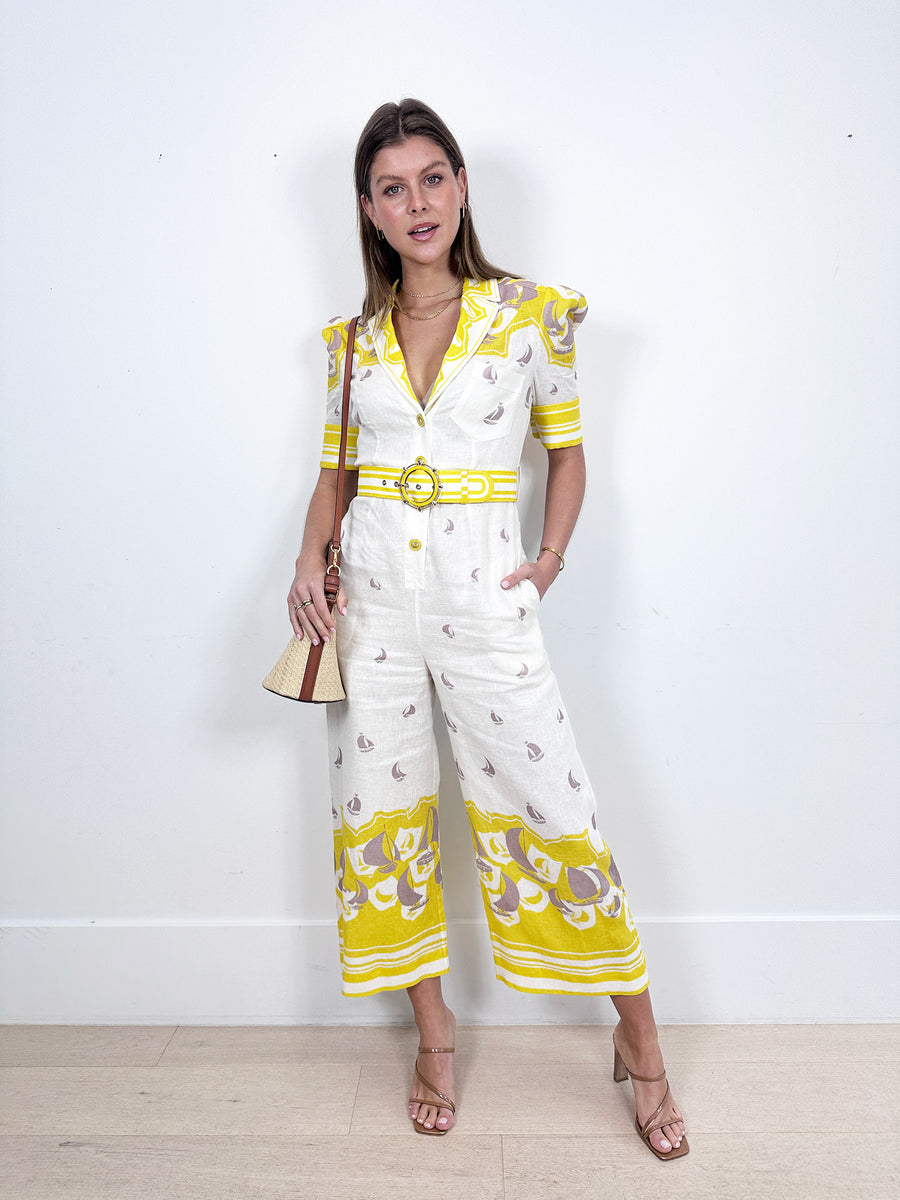 Zimmermann High Tide Belted Jumpsuit