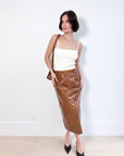 Wynn Hamlyn Distressed Leather Skirt