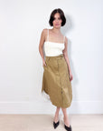 Lee Mathews Tan Drill Midi Skirt