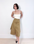 Lee Mathews Tan Drill Midi Skirt