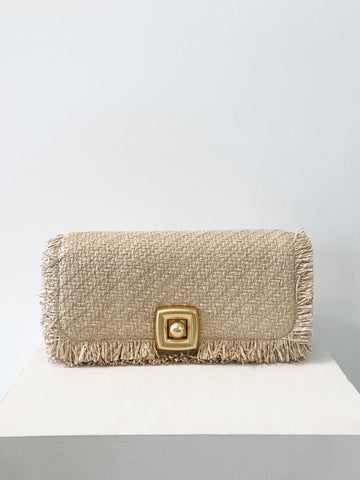 Oroton Woven Straw Clutch